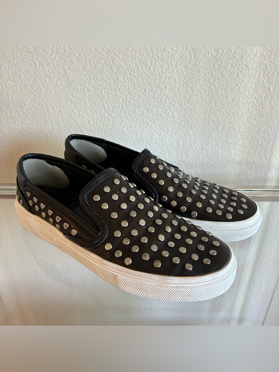 Saint Laurent Shoes - Saint Laurent 37.5 Black Studded Slip-On Sneakers